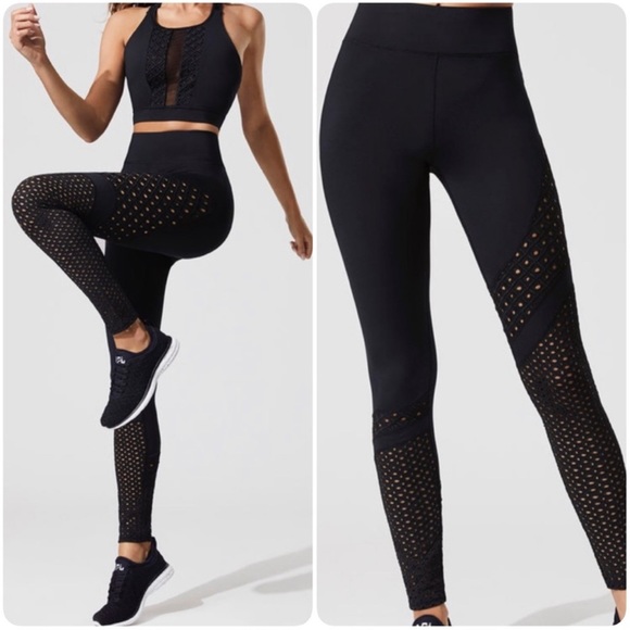 Carbon38 Pants - Carbon38 Eyelet Leggings in Black sz 38